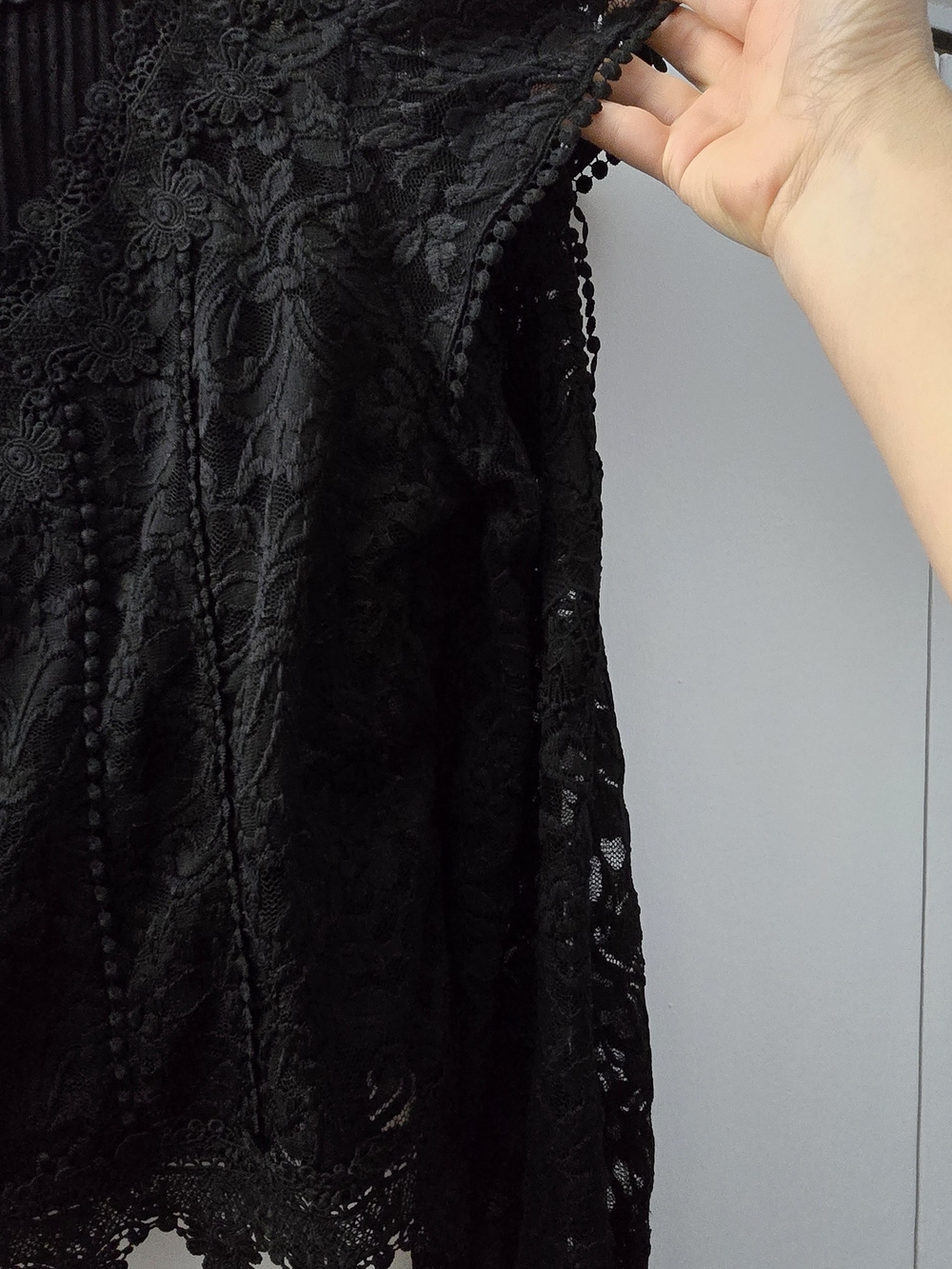 NWOT: Ultra Pink: Black Lace Long-Sleeve Blouse - Elegant Sheer Top - Picture 6 of 11